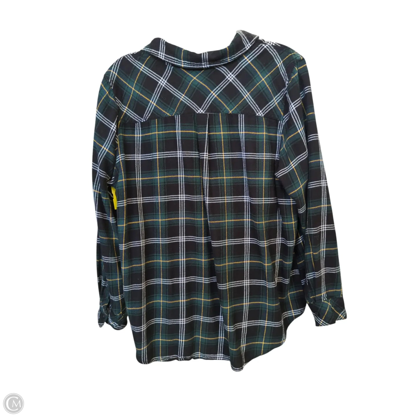 Blouse Long Sleeve By Well Worn In Plaid Pattern, Size: M