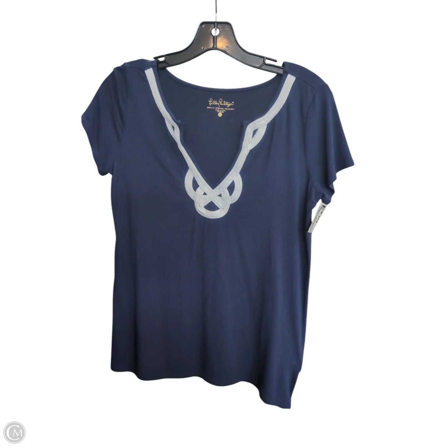 Top Short Sleeve Designer By Lilly Pulitzer In Navy, Size: S