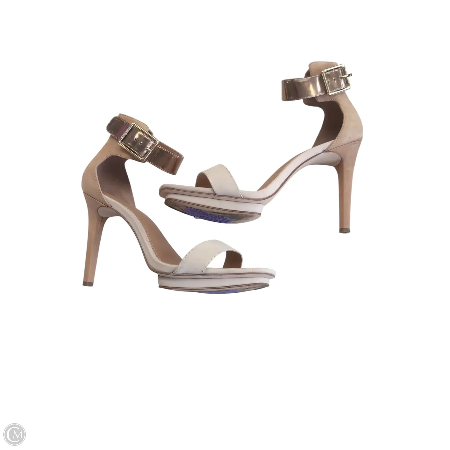 Shoes Heels Stiletto By Calvin Klein In Gold & White, Size: 11
