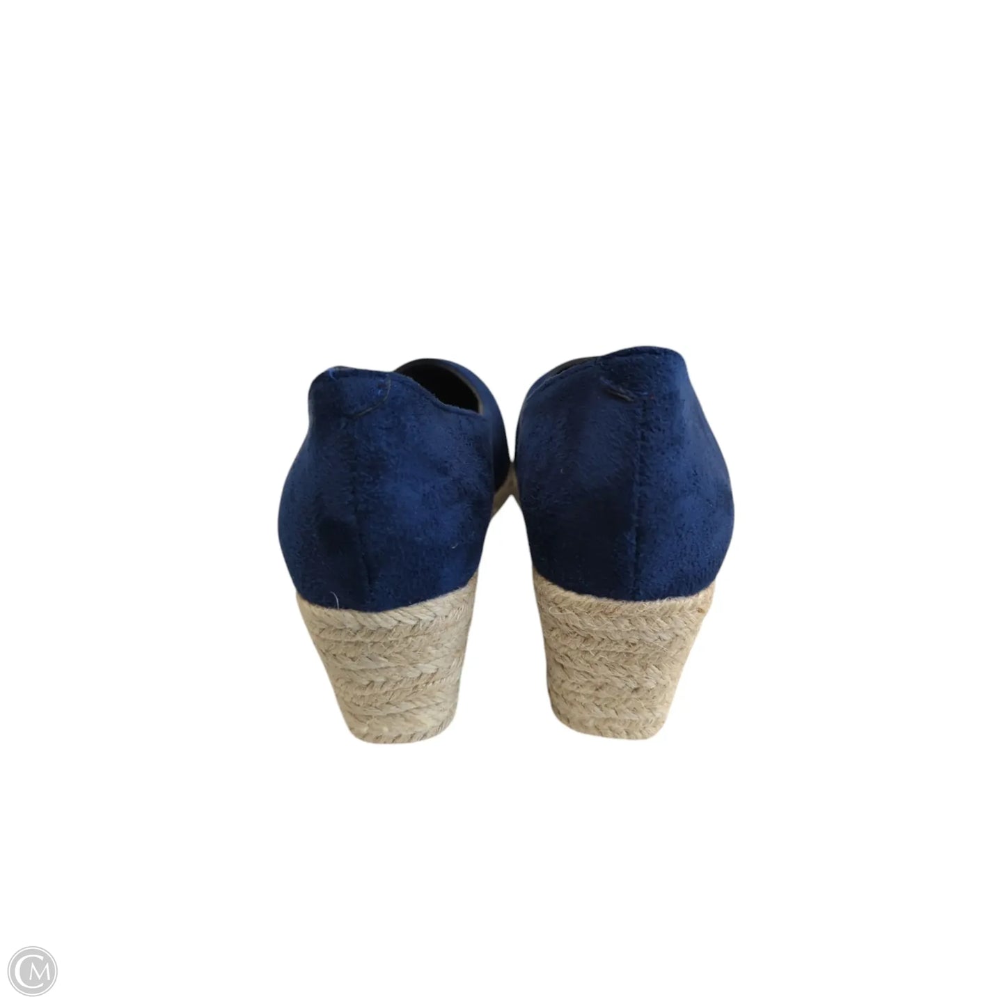 Shoes Heels Wedge By Clothes Mentor In Blue & Cream, Size: 7