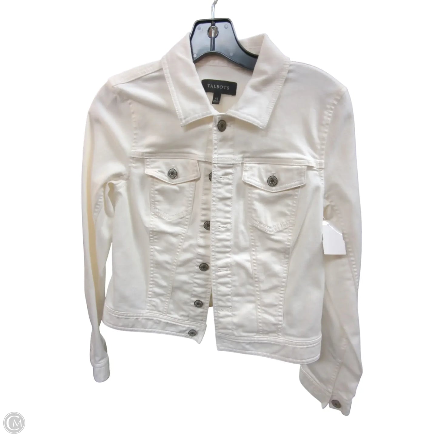 Jacket Denim By Talbots In White Denim, Size: Xs
