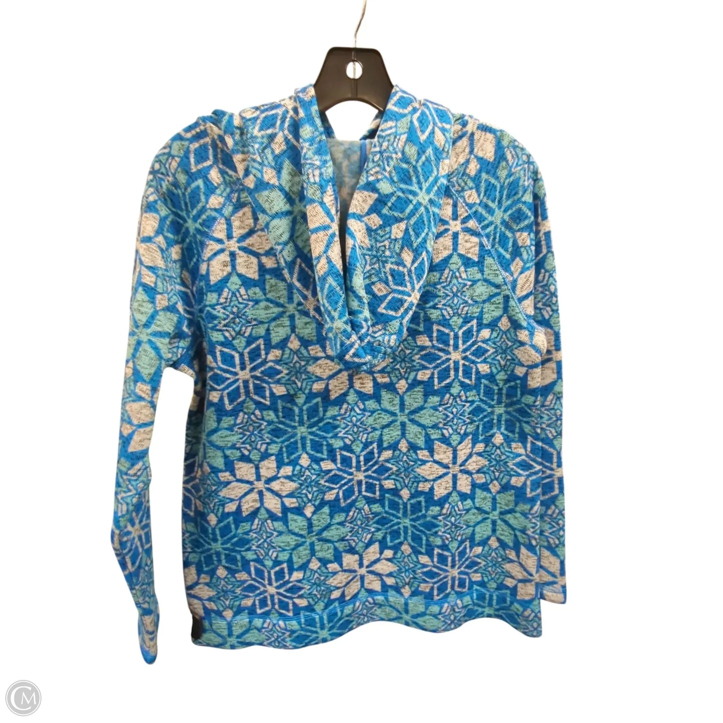 Sweatshirt Hoodie By Talbots In Blue & White, Size: S