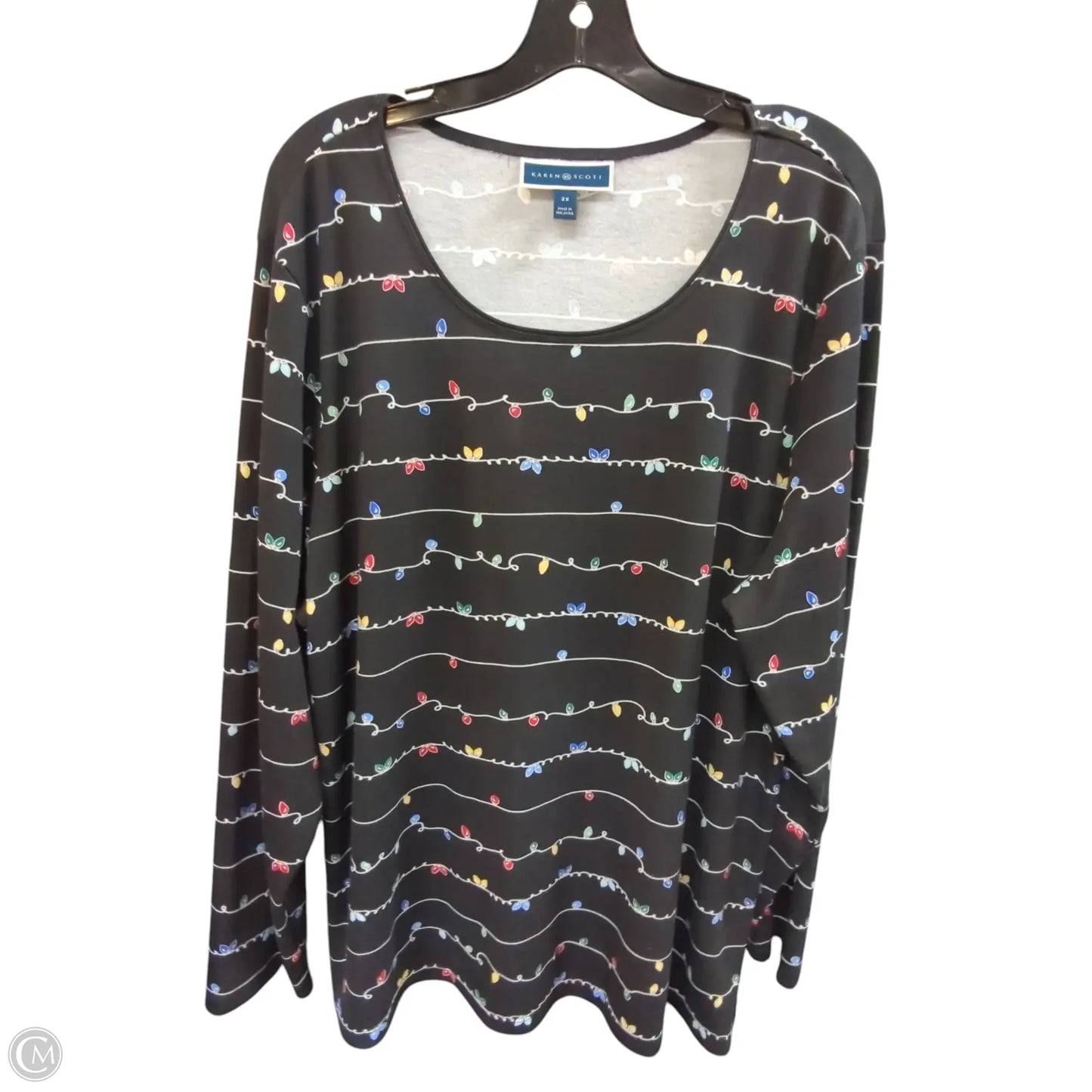 Top Long Sleeve By Karen Scott In Black, Size: 2x