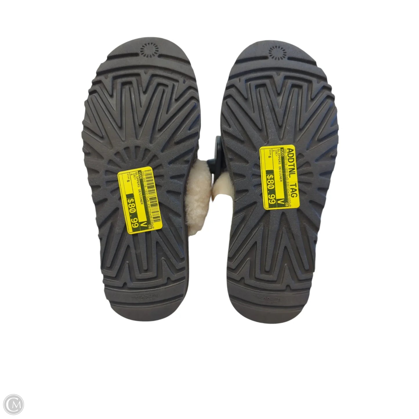 Slippers Designer By Ugg In Grey, Size: 6