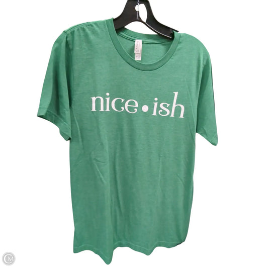 Top Short Sleeve Basic By Bella + Canvas In Green & White, Size: M