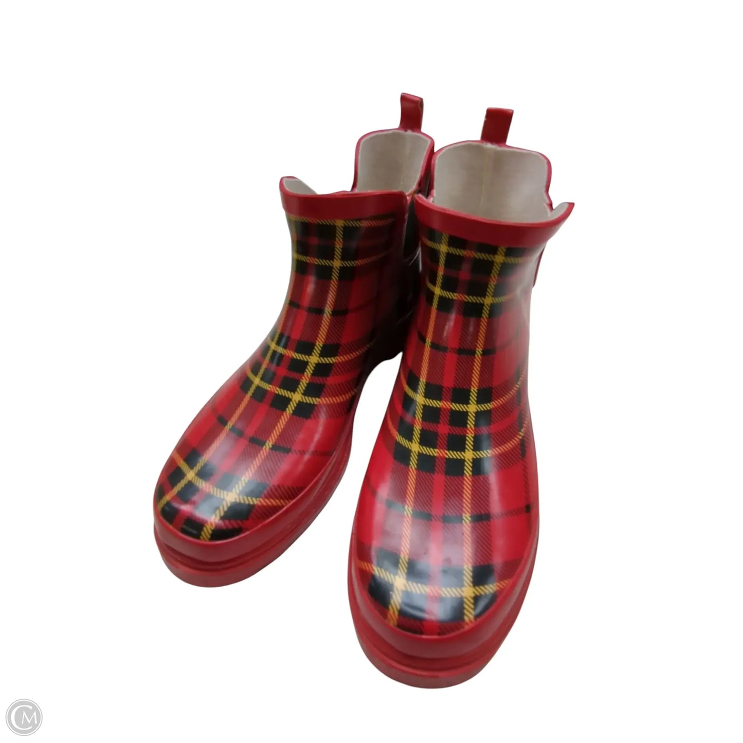Boots Rain By Clothes Mentor In Plaid Pattern, Size: 11
