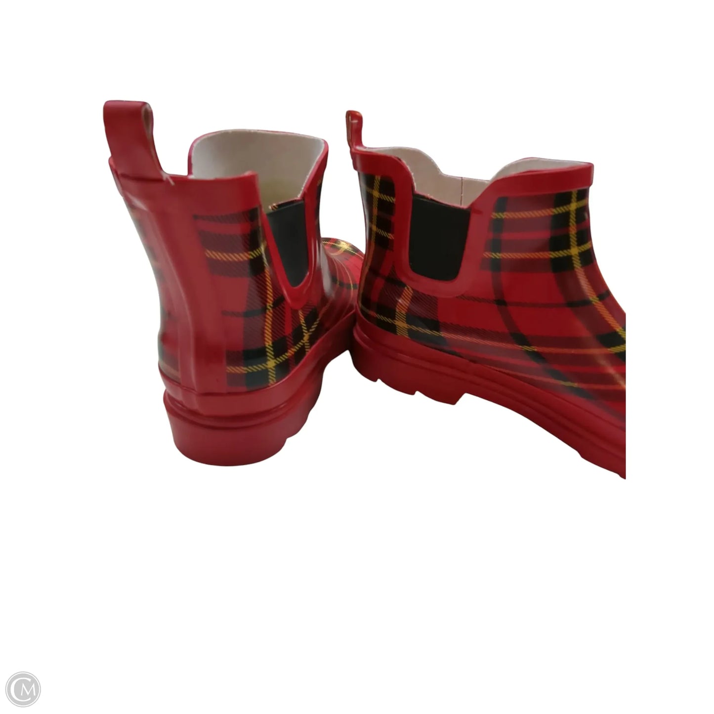 Boots Rain By Clothes Mentor In Plaid Pattern, Size: 11