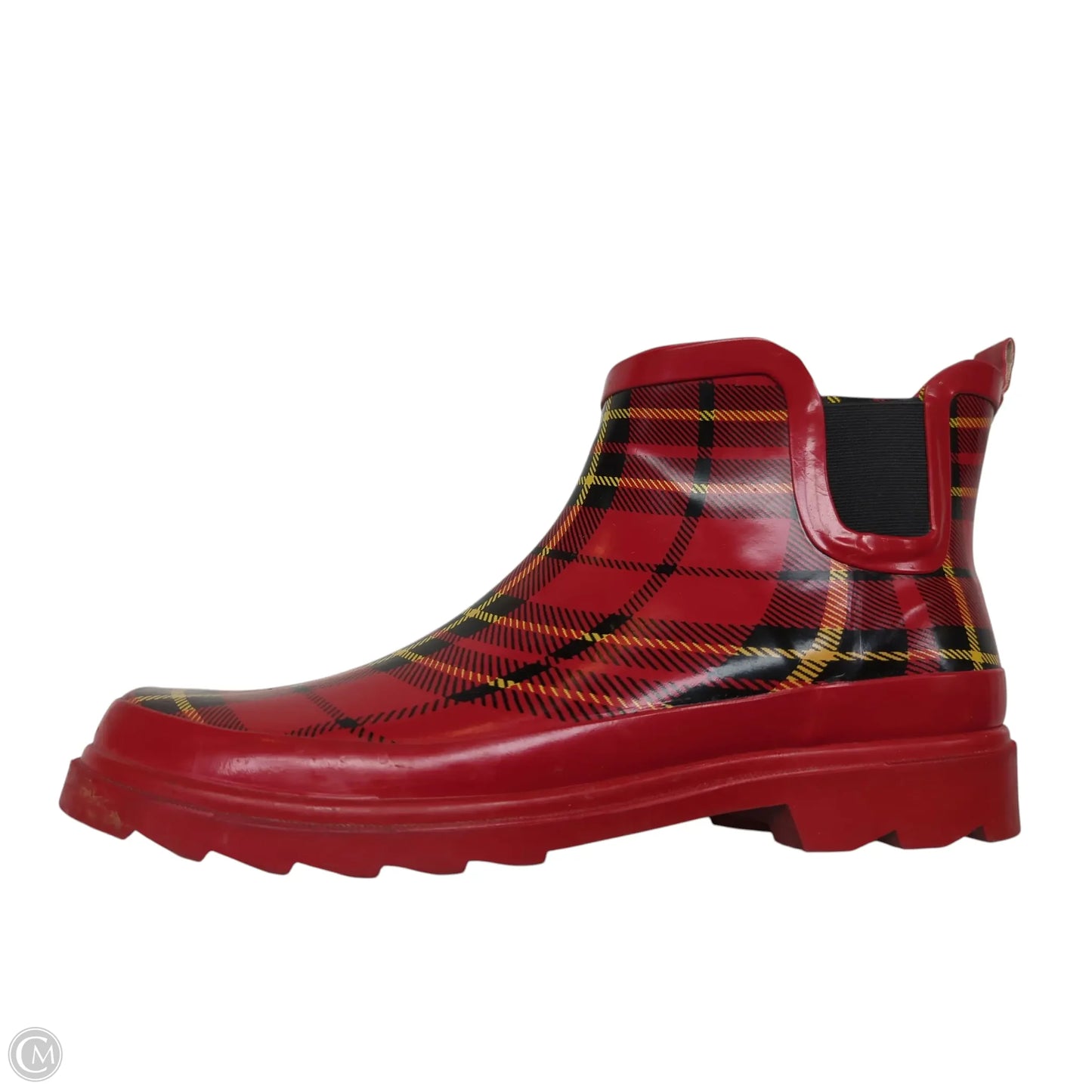 Boots Rain By Clothes Mentor In Plaid Pattern, Size: 11