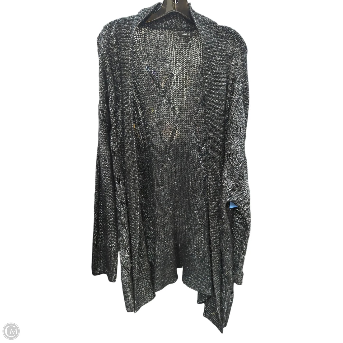 Sweater Cardigan By Apt 9 In Black & Silver, Size: Xl