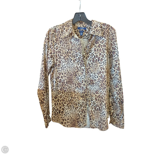 Blouse Long Sleeve By Chaps In Leopard Print, Size: M