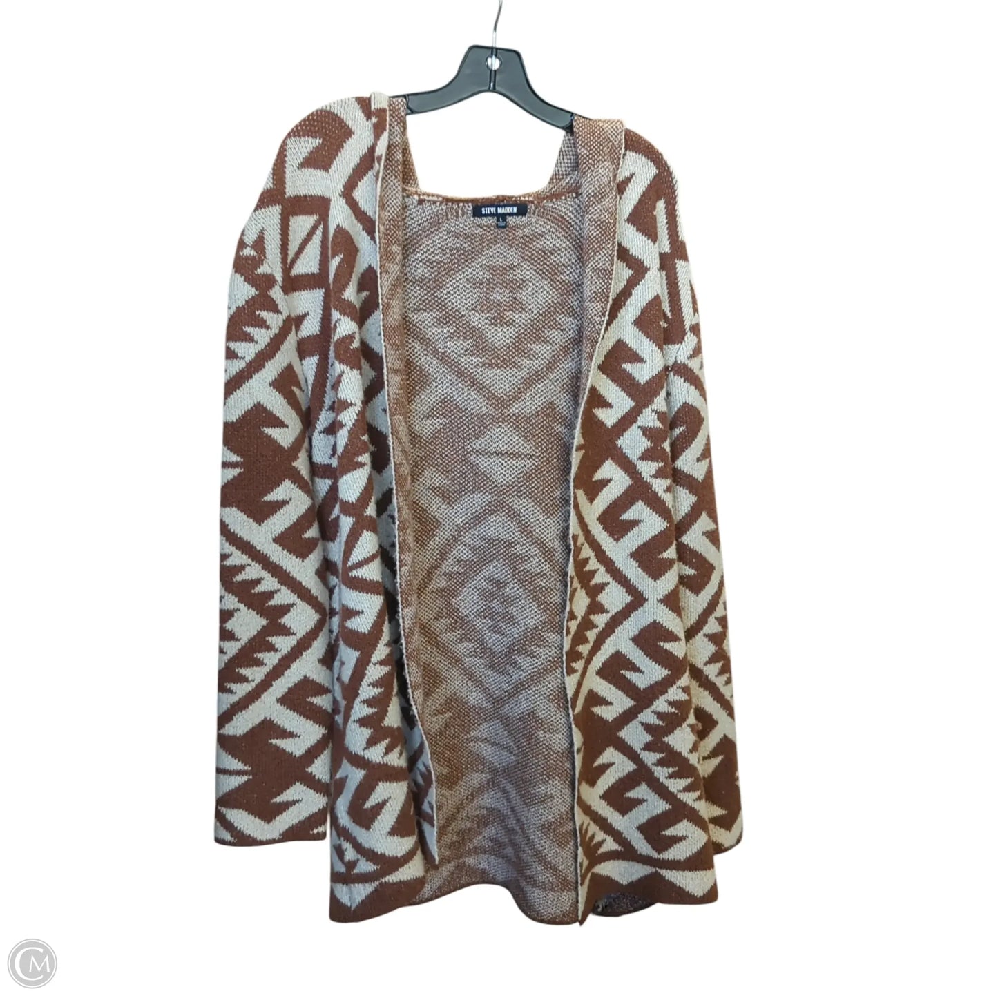 Cardigan By Steve Madden In Brown & Cream, Size: L