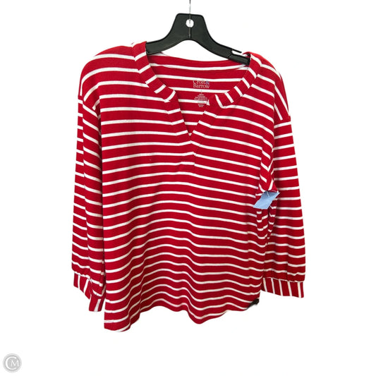 Top Long Sleeve By Croft And Barrow In Red & White, Size: S