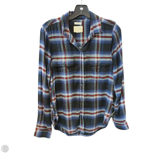 Blouse Long Sleeve By American Eagle In Blue, Size: S