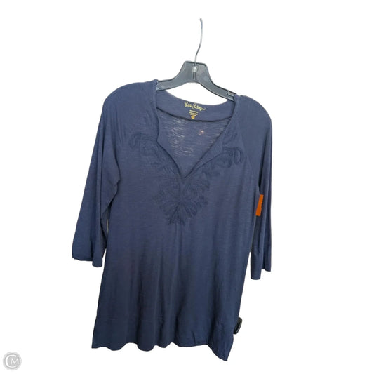 Top 3/4 Sleeve Designer By Lilly Pulitzer In Navy, Size: S