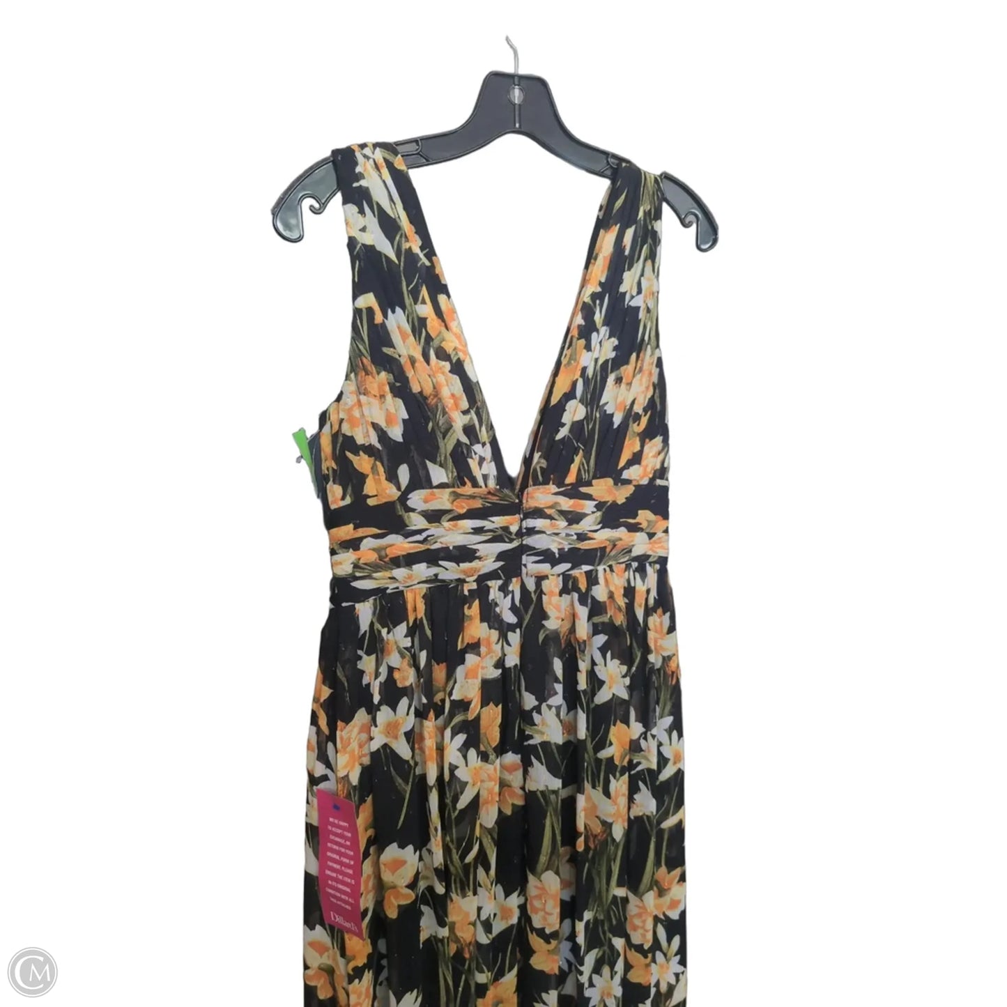 Dress Party Long By Clothes Mentor In Black & Yellow, Size: 8