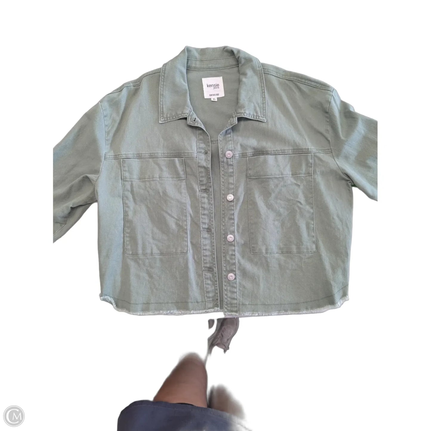 Jacket Denim By Kensie In Green Denim, Size: Xl
