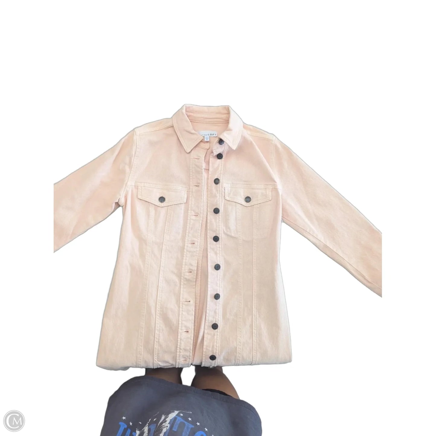 Jacket Denim By Loft In Pink, Size: 4