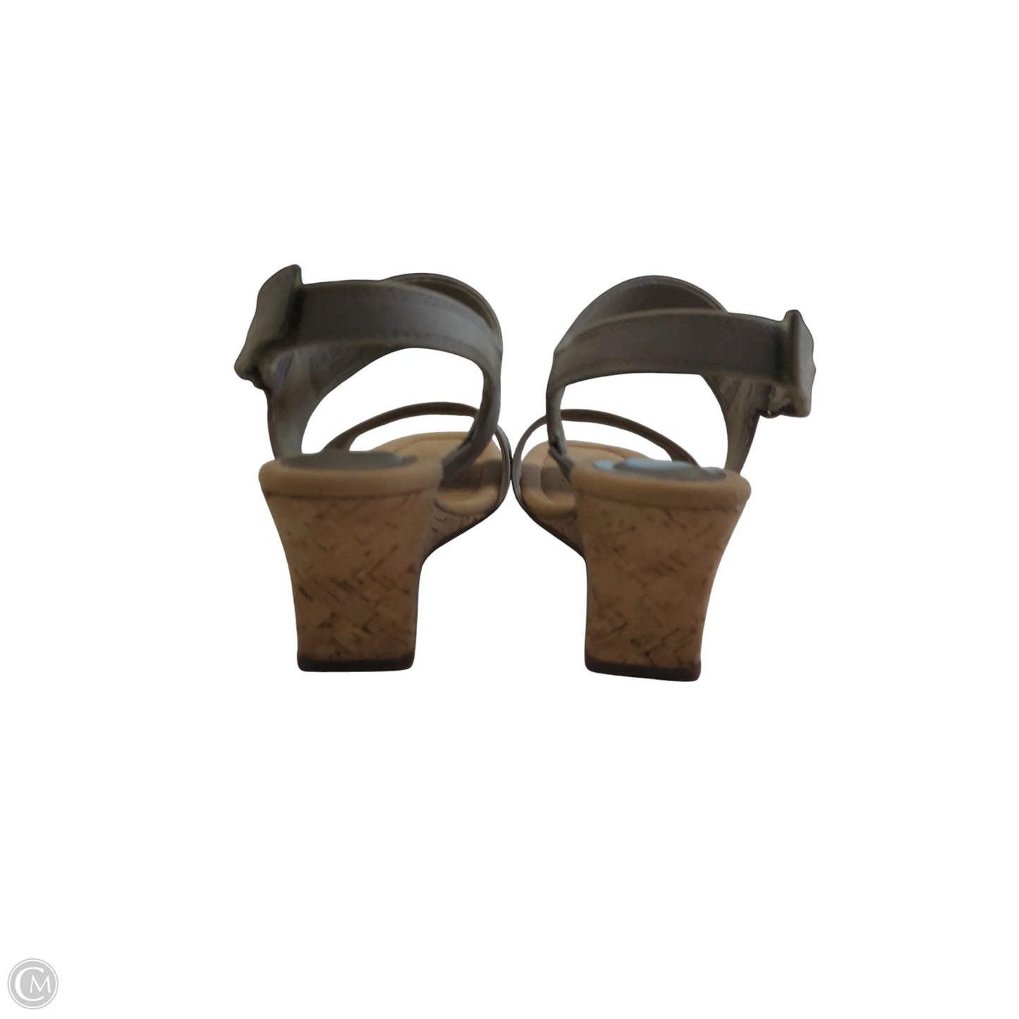 Sandals Heels Wedge By Clarks In Silver, Size: 9