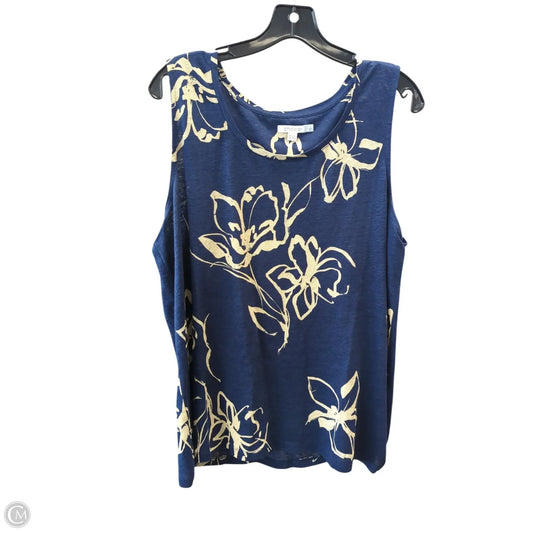 Top Sleeveless By Chicos In Blue & Tan, Size: Xl
