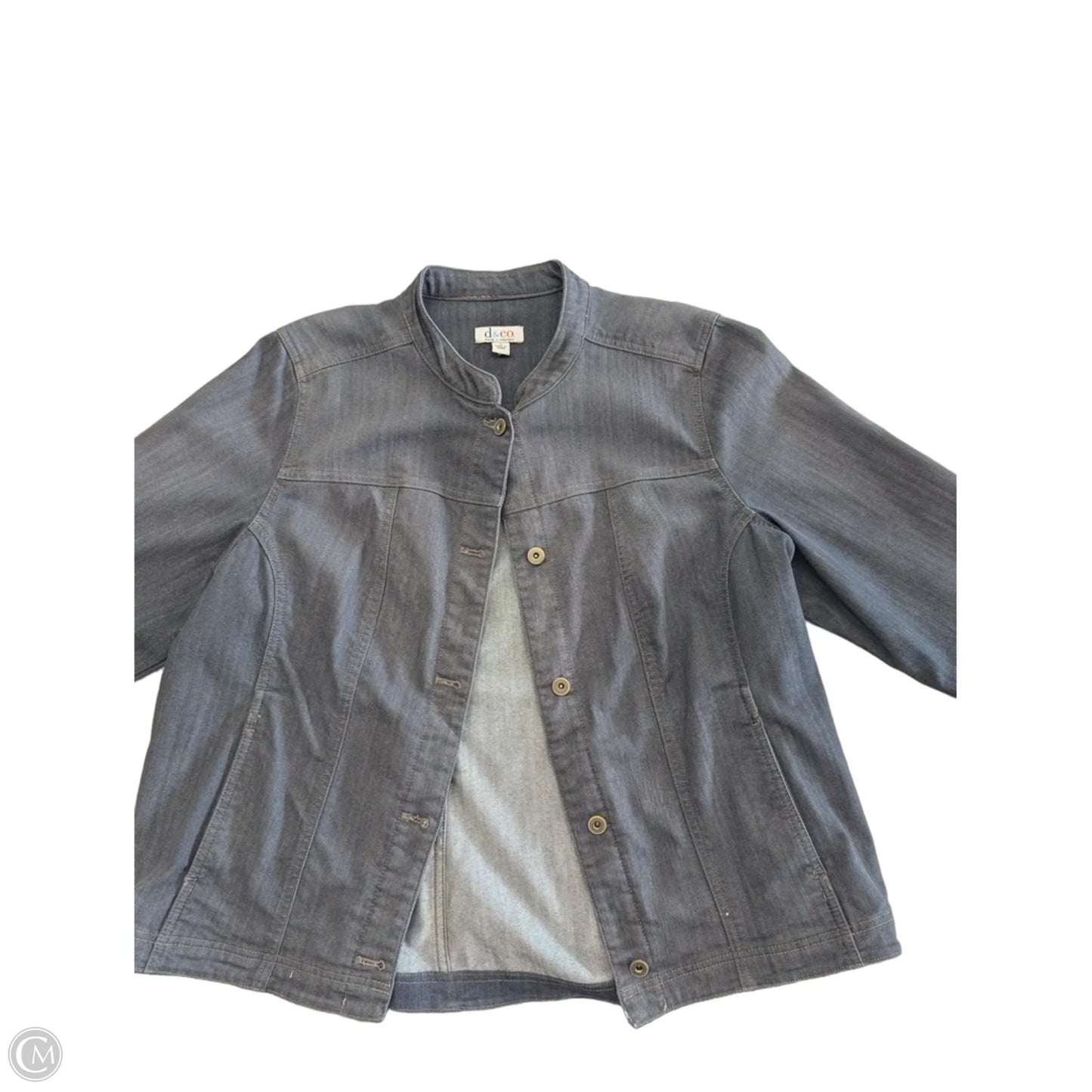 Jacket Denim By Denim And Company In Grey Denim, Size: 1x