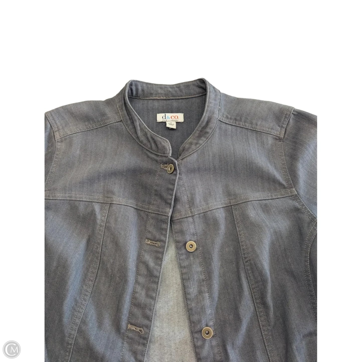 Jacket Denim By Denim And Company In Grey Denim, Size: 1x