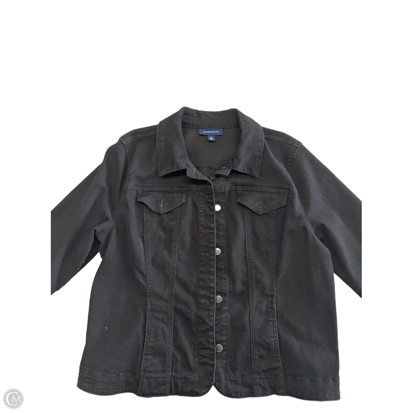 Jacket Denim By Charter Club In Black Denim, Size: Xl