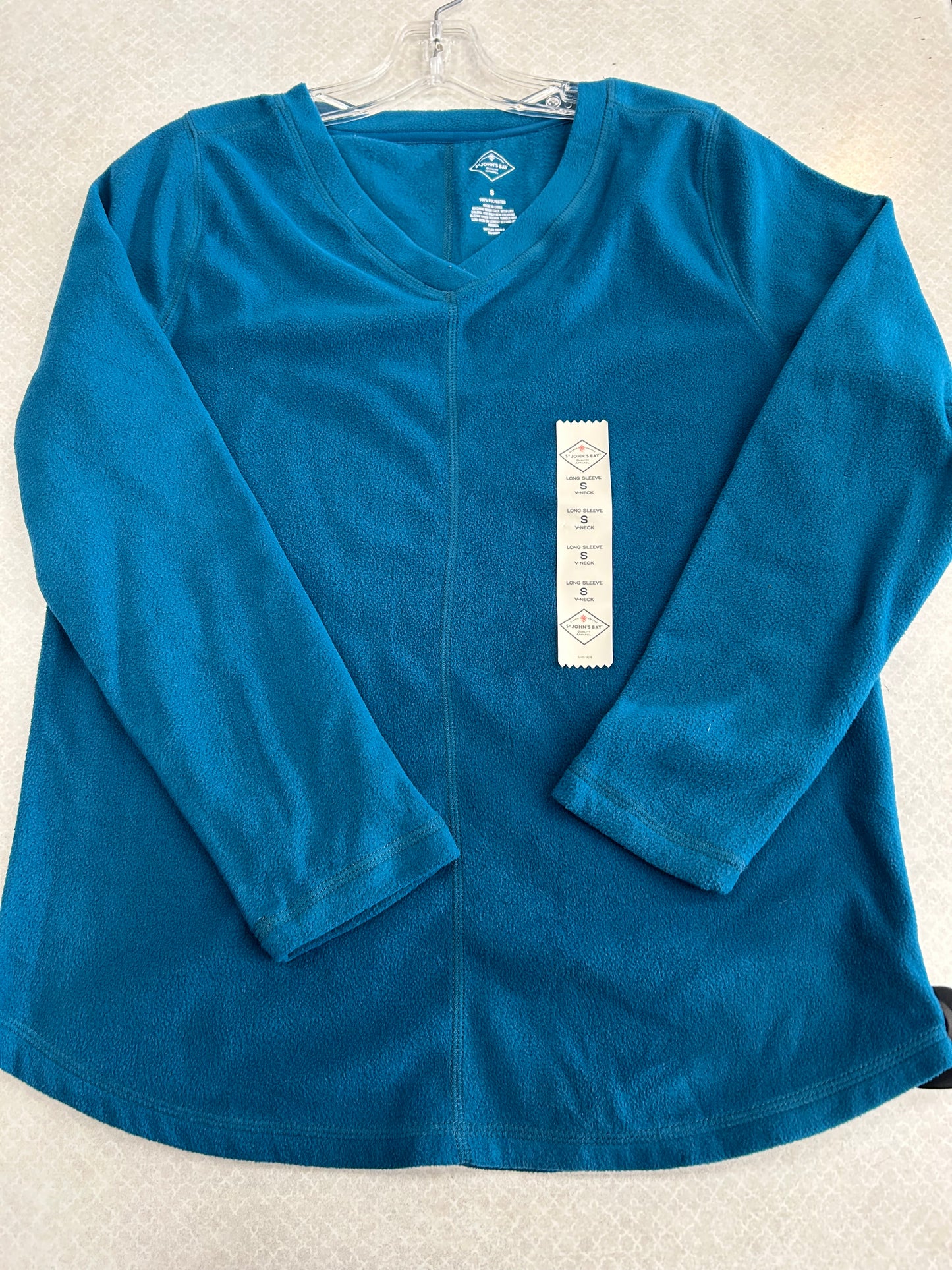 Top Long Sleeve Fleece Pullover By St Johns Bay In Teal, Size: S