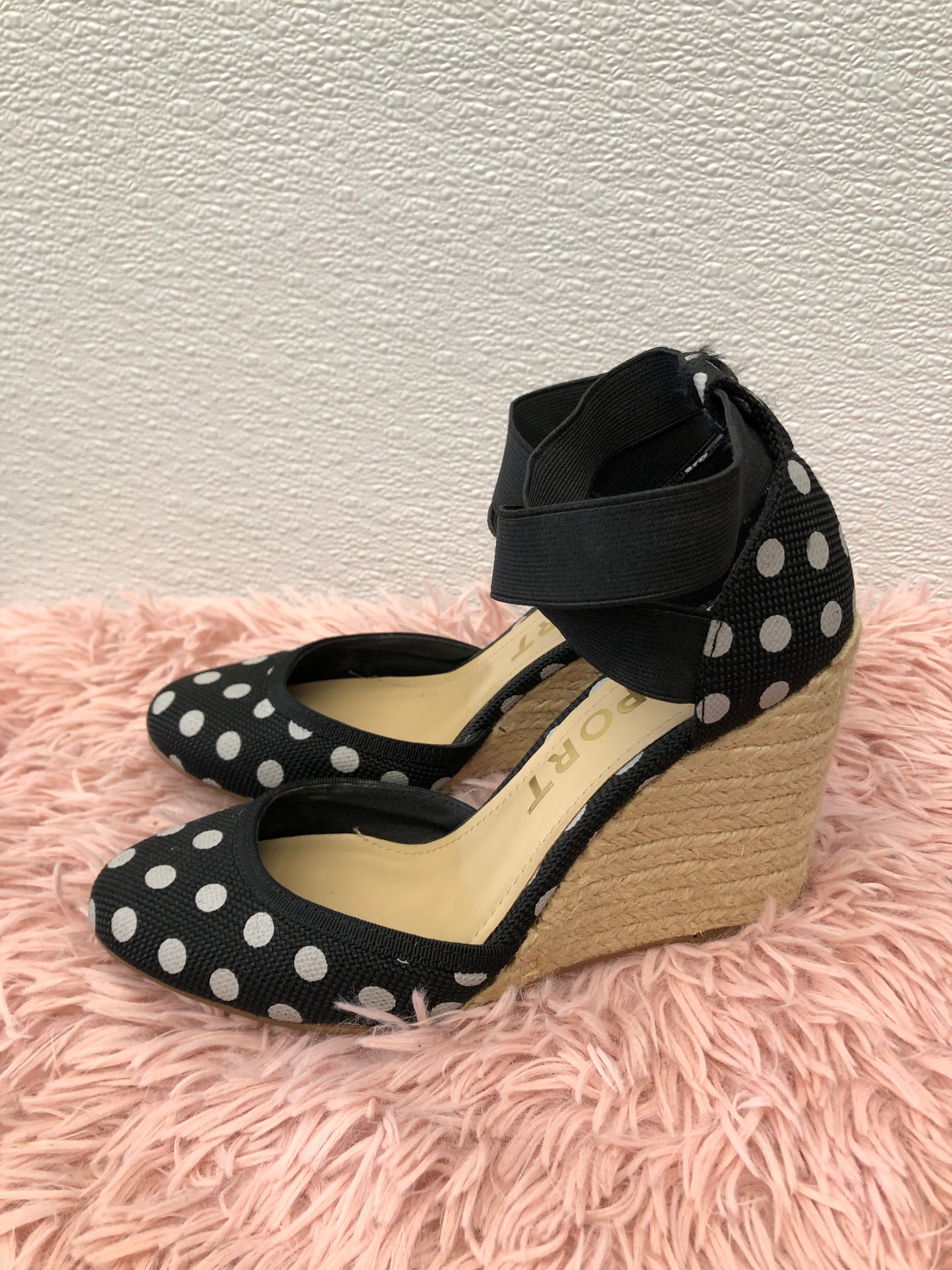 Polkadot Shoes Heels Espadrille Wedge Report, Size 6