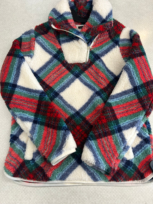 Top Long Sleeve Fleece Pullover By Talbots In Plaid, Size: Xs