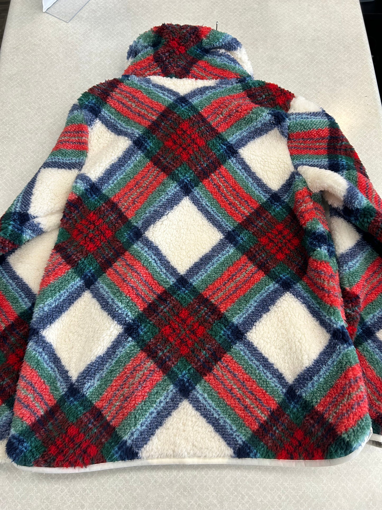 Top Long Sleeve Fleece Pullover By Talbots In Plaid, Size: Xs