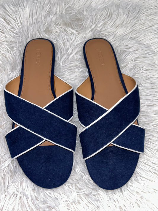 Blue White Sandals Flats J Crew O, Size 10