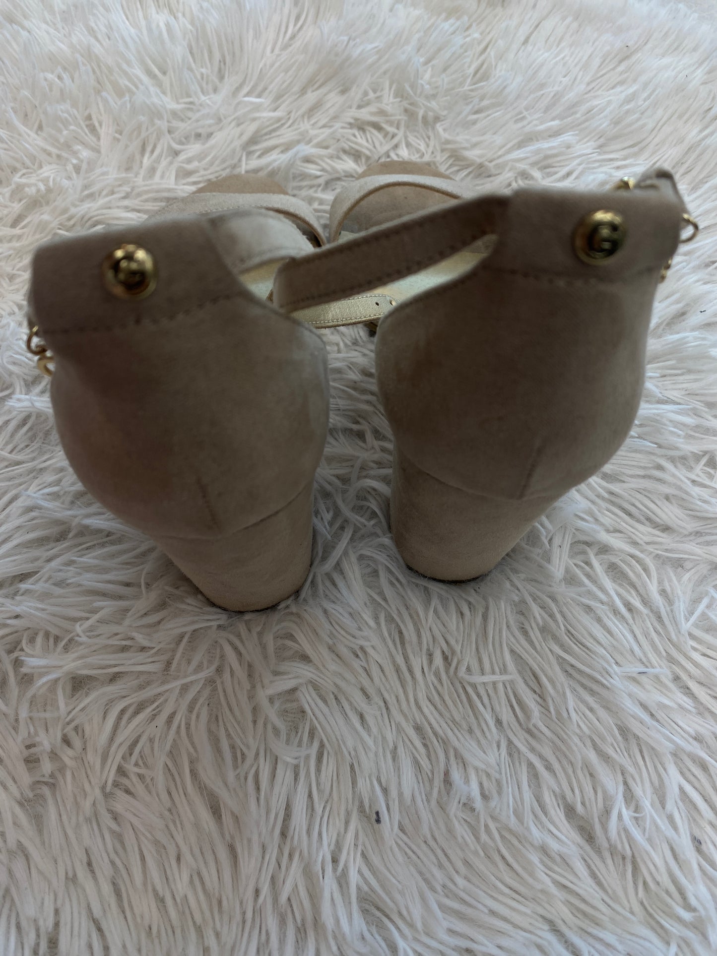 Tan Shoes Heels Block G By Guess, Size 8.5