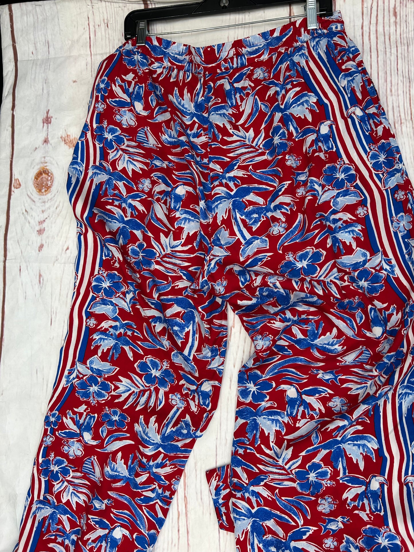 Red White Blue Pants Palazzo Tommy Hilfiger, Size L