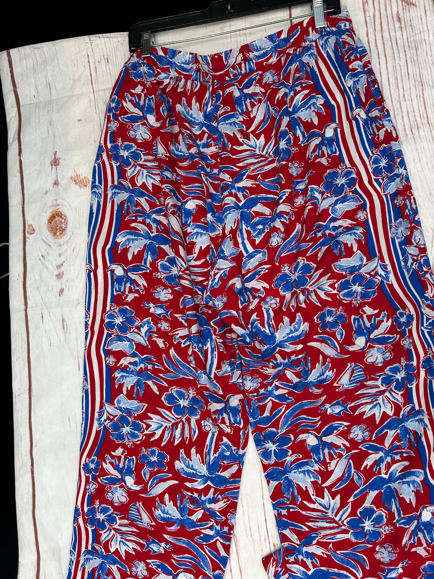 Red White Blue Pants Palazzo Tommy Hilfiger, Size L