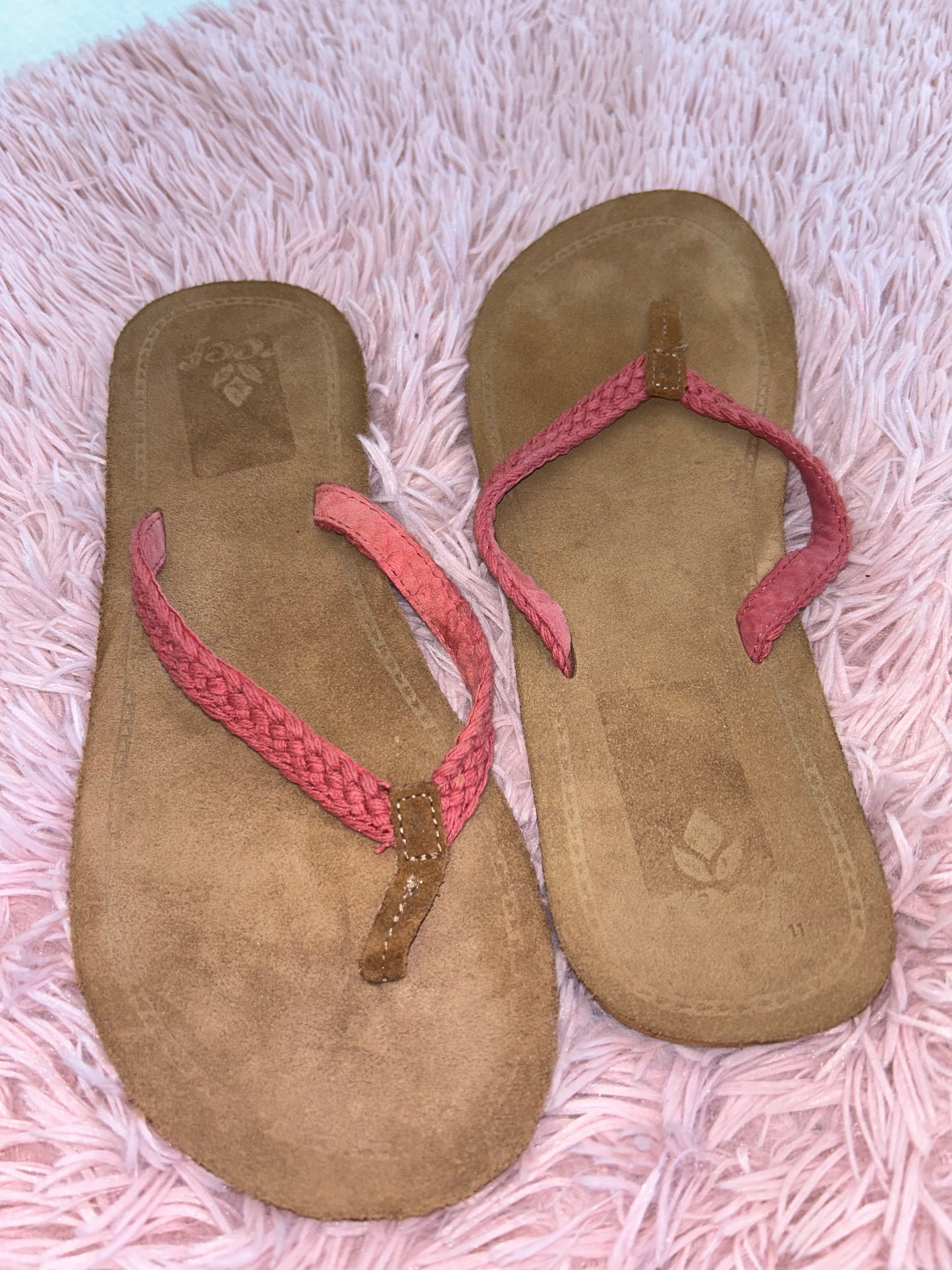 Pink Sandals Flip Flops Reef, Size 11