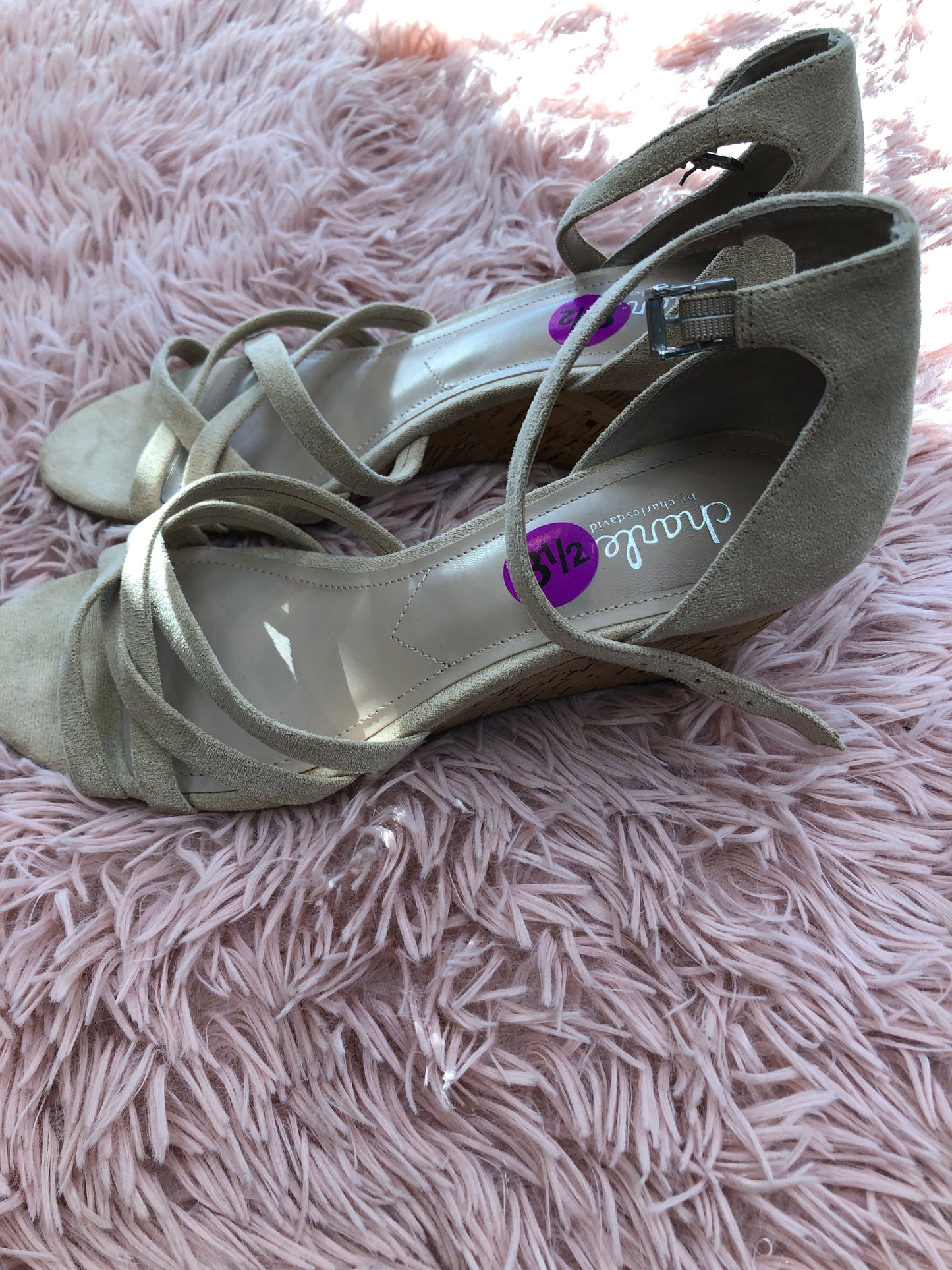 Tan Sandals Heels Wedge Charles By Charles David, Size 8.5