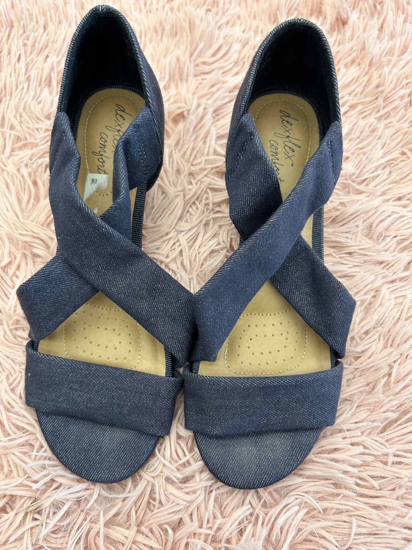 Sandals Heels Wedge By Dexflex In Denim, Size: 8