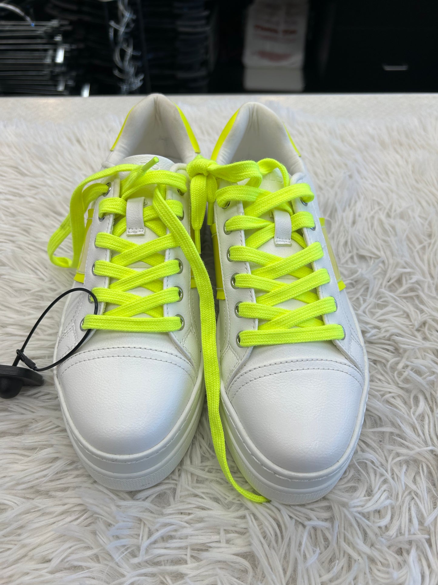 Shoes Sneakers By Aldo In White Yellow, Size: 6.5