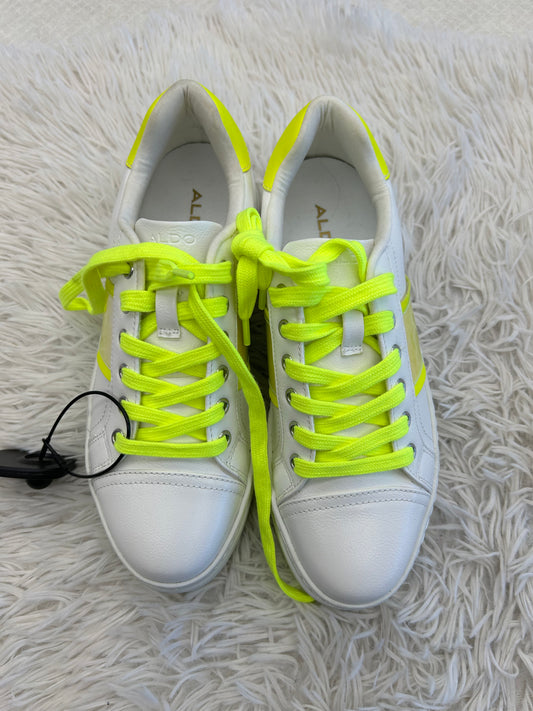 Shoes Sneakers By Aldo In White Yellow, Size: 6.5