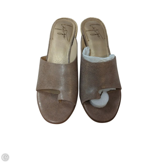 Sandals Heels Wedge By Clothes Mentor In Taupe, Size: 9