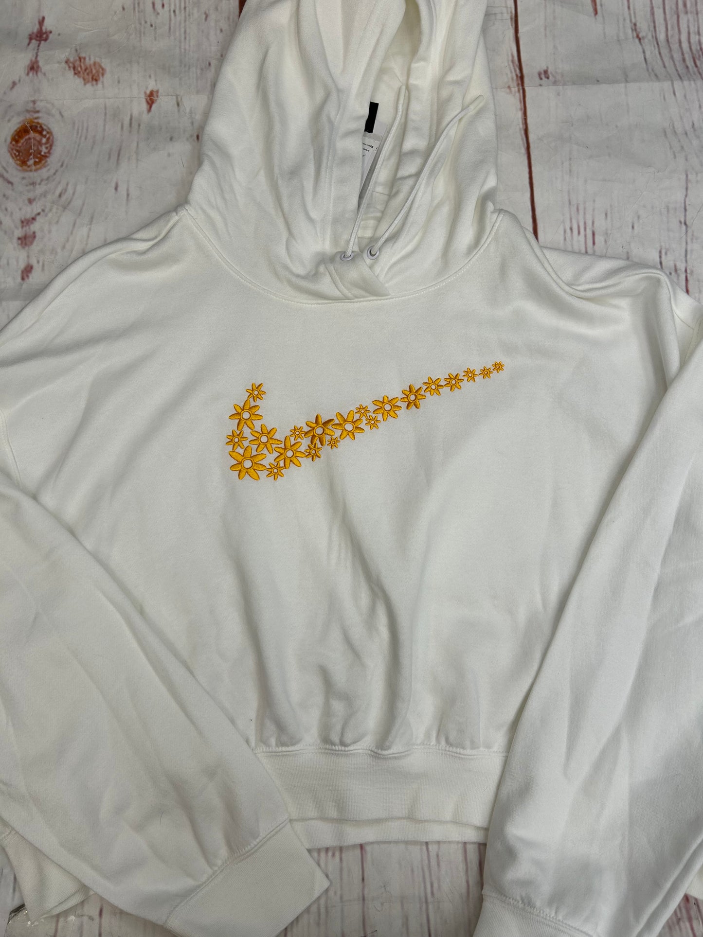 Athletic Sweatshirt Hoodie By Nike Apparel In White Yellow, Size: Xl