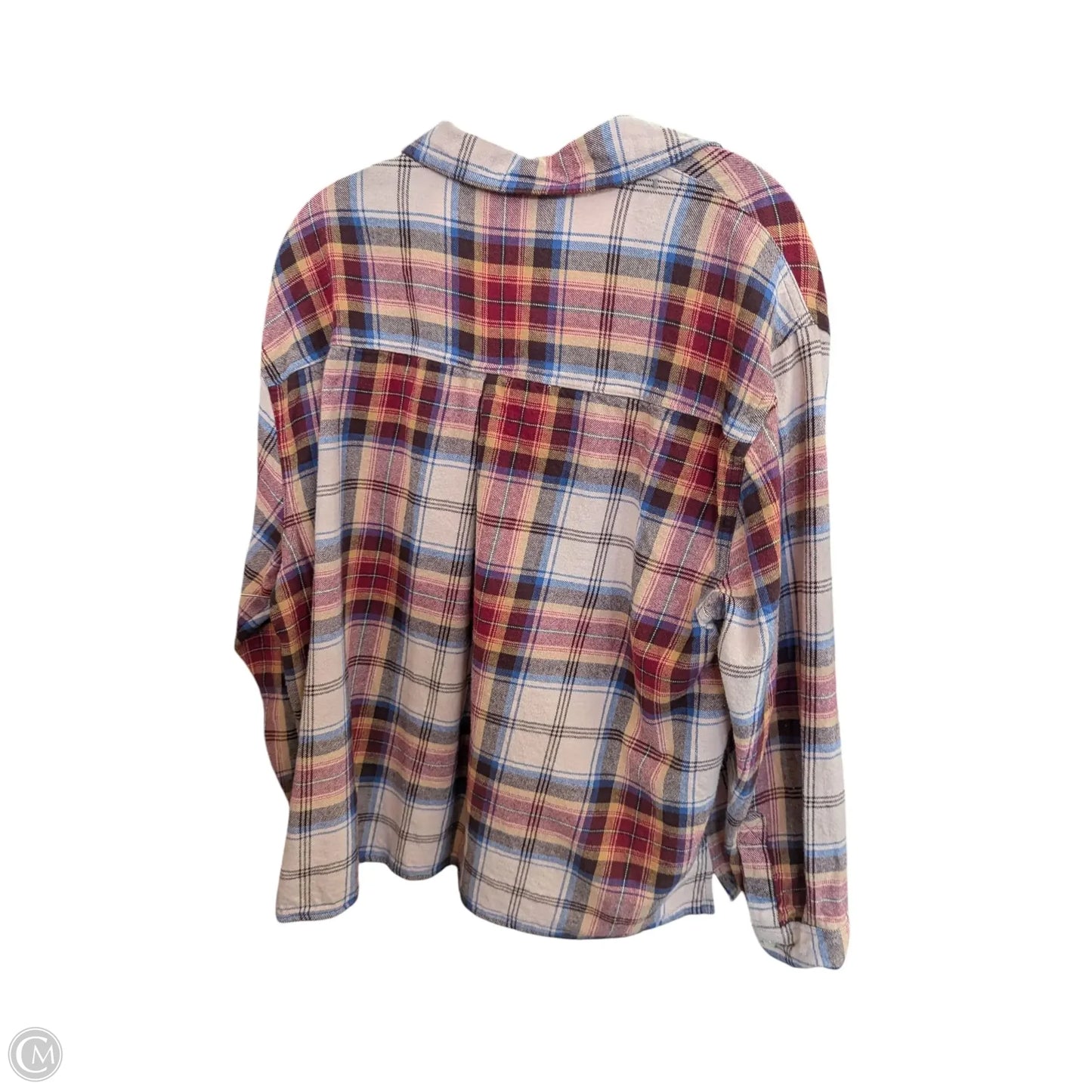 Blouse Long Sleeve By Old Navy In Plaid Pattern, Size: Xl