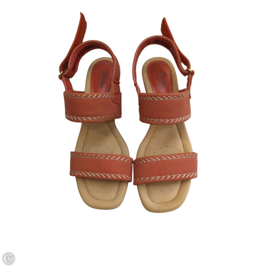 Sandals Heels Wedge By Clarks In Red, Size: 8