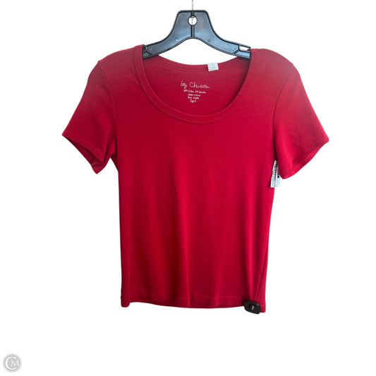 Top Short Sleeve Basic By Chicos In Red, Size: S