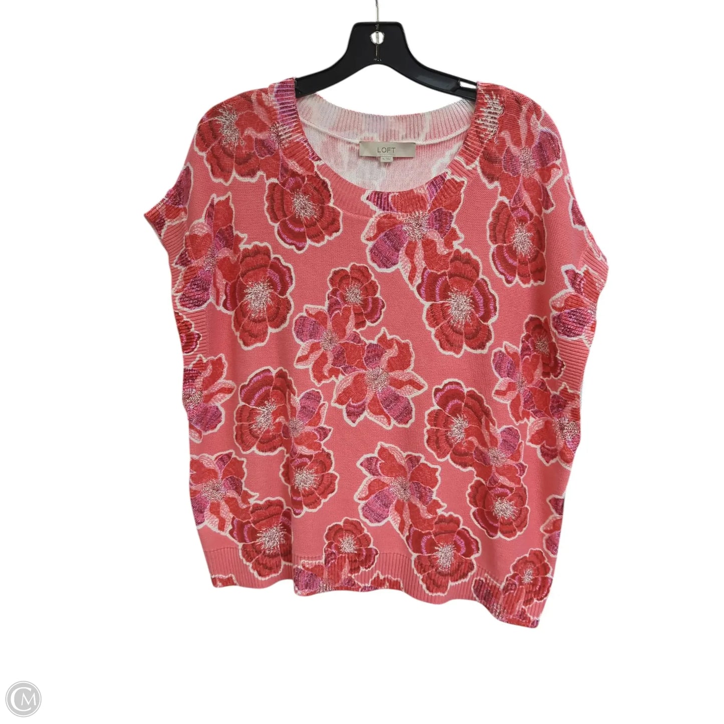 Top Sleeveless By Loft In Pink & White, Size: Xl