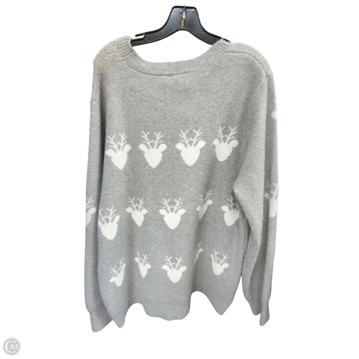 Sweater By Clothes Mentor In Grey & White, Size: 3x