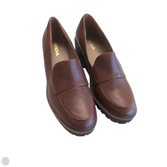 Shoes Heels Block By Soda In Brown, Size: 11