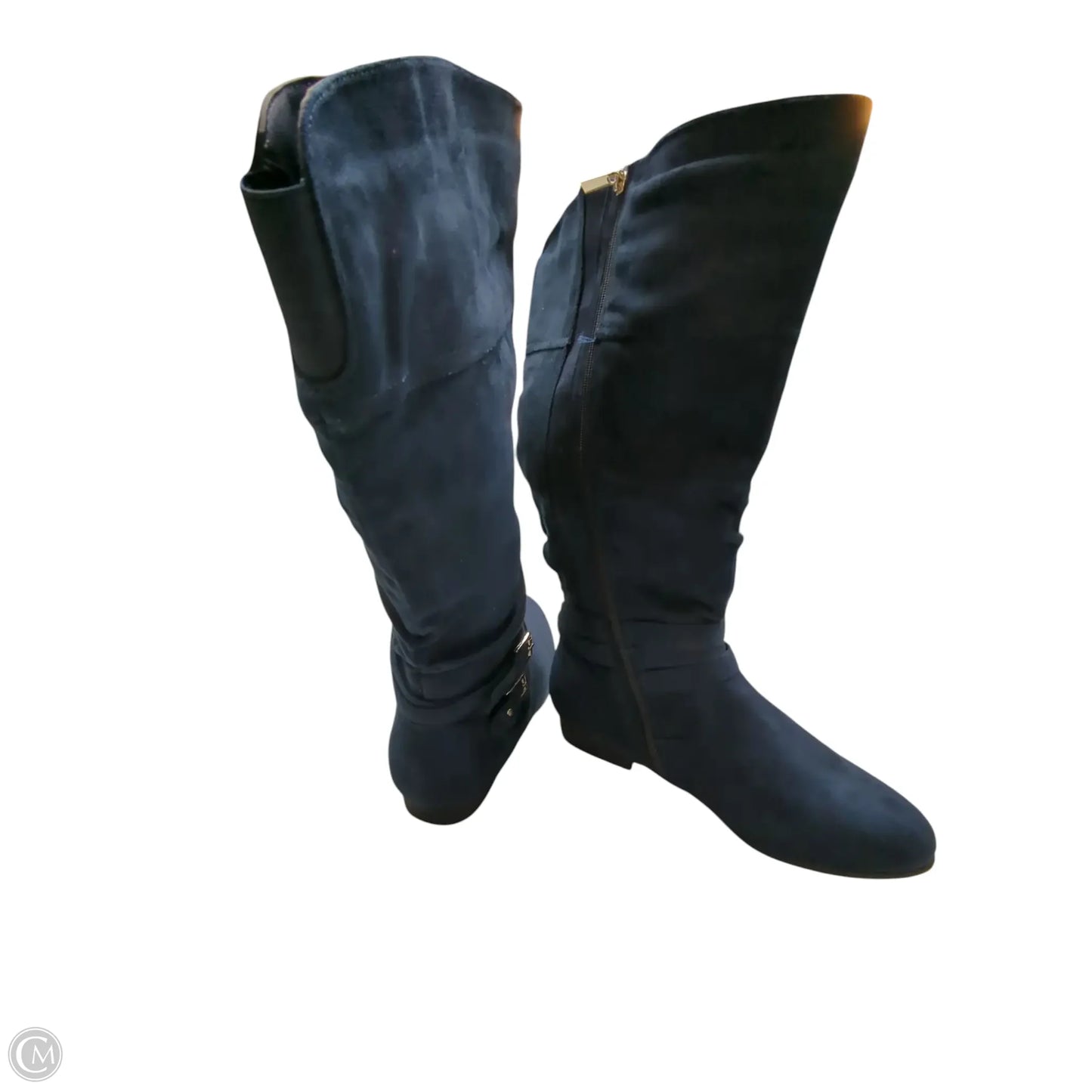 Boots Knee Flats By Ashley Stewart In Navy, Size: 10