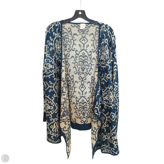 Cardigan By Faded Glory In Blue & Tan, Size: 2x