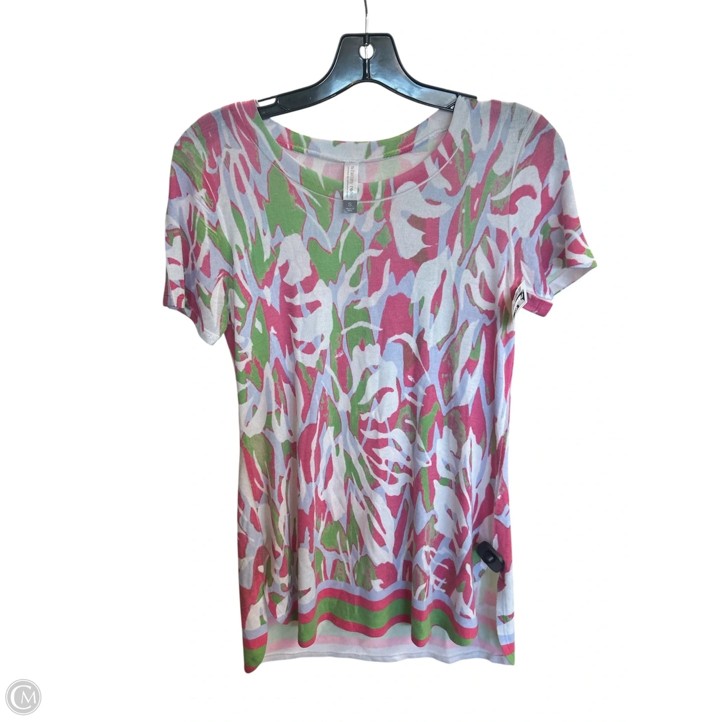 Top Short Sleeve By Clothes Mentor In Pink & White, Size: S